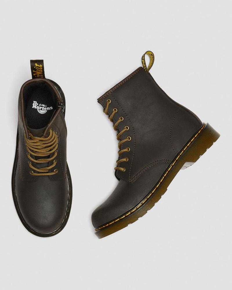 Dr Martens Youth 1460 Wildhorse Læder Snørestøvler Børn Mørkebrune | DK 716NWY